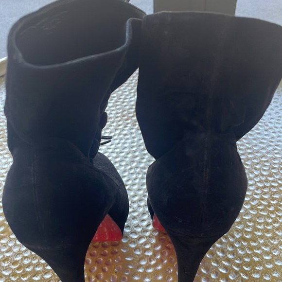 Christian Louboutin Open toe Suede Short Boots 38 Black Authentic - Picture 7 of 14